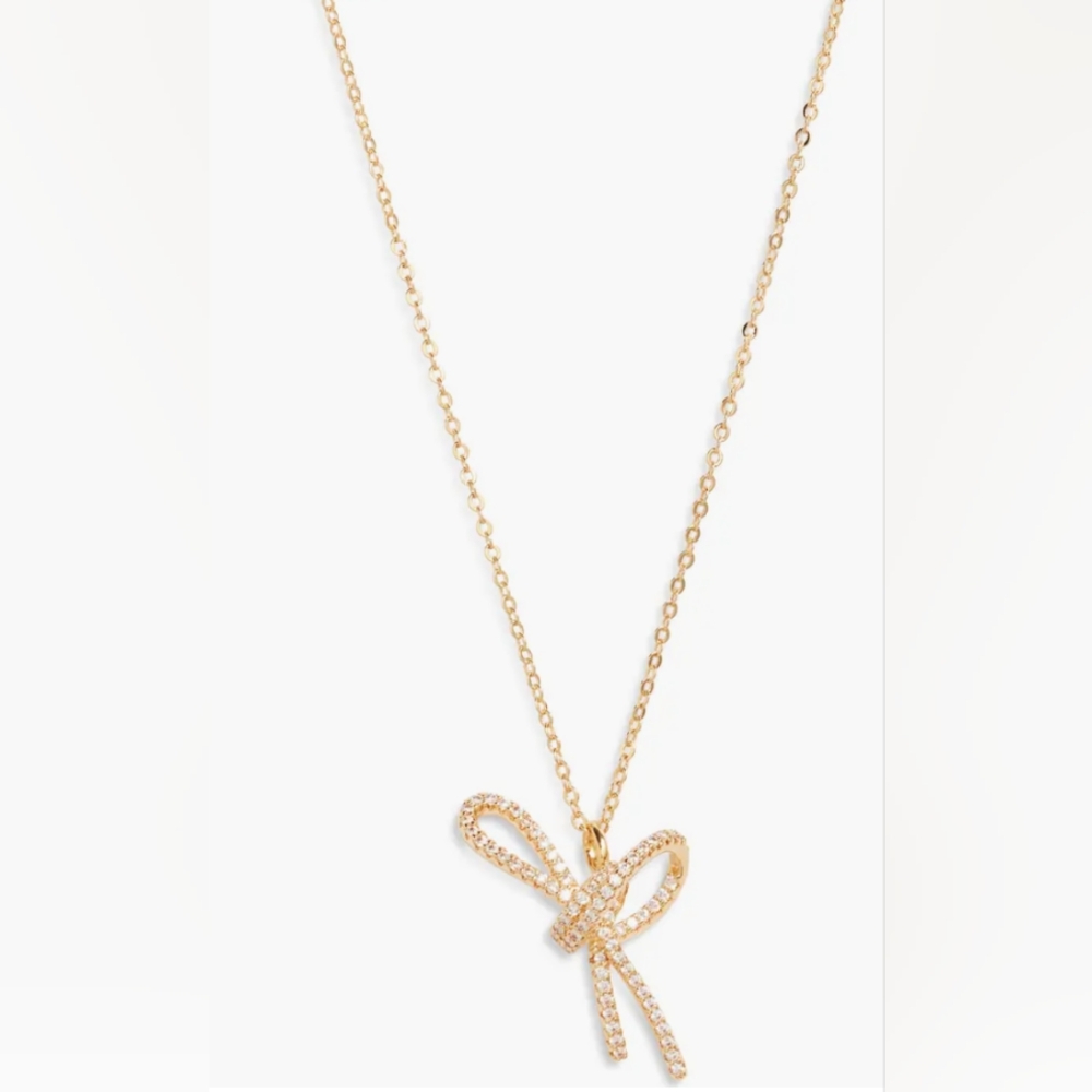 Nordstrom Dainty Pavé Cubic Zirconia Bow Pendant Necklace